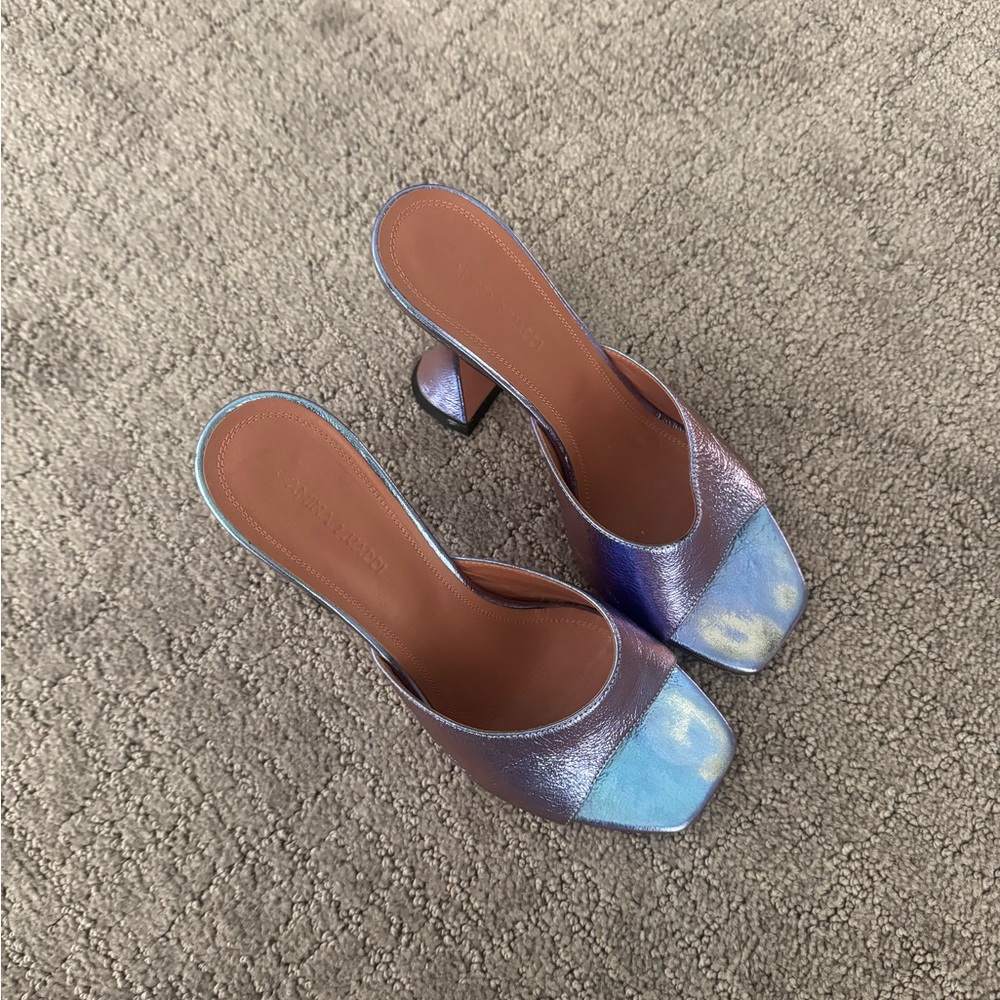 Amina Muaddi Iridescent Open-Toe Women's Mules